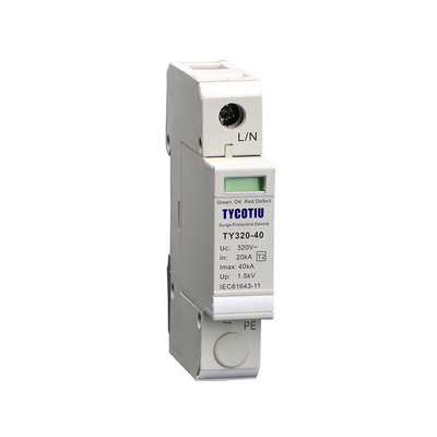 TYCOTIU TY320-40 1P Single Phase Low Voltage Surge Arrester 40KA SPD Thermal Plastic PDU Lightning Arrester